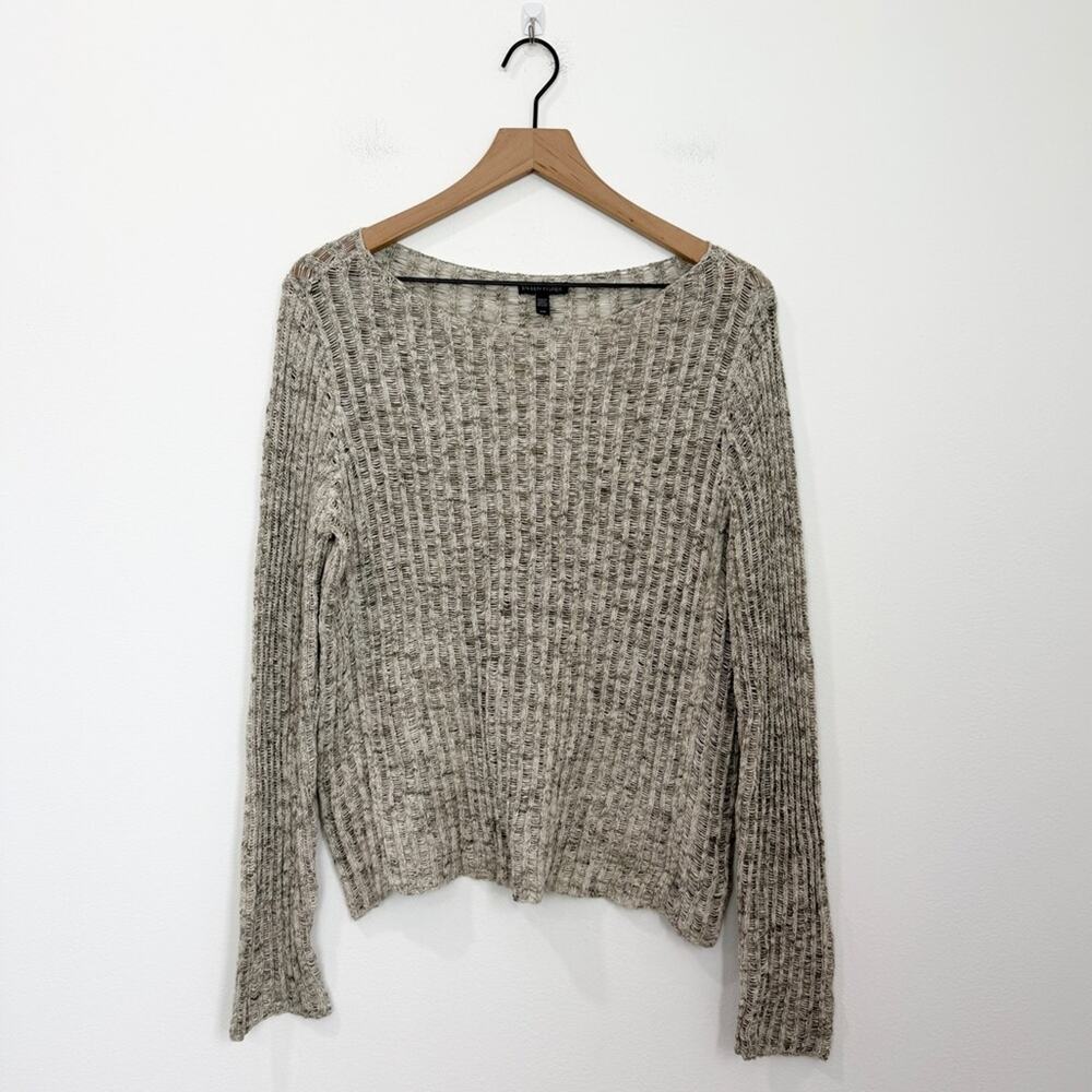 Eileen Fisher 100% Cotton Knit Sweater Neutral Textured Pullover size Small